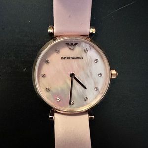 Emporio Armani AR-1958 pink watch, leather strap, original price $250